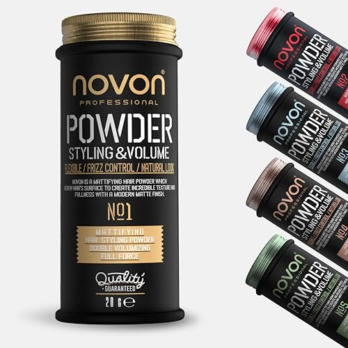 Novon Poudre coiffante professionnelle | Poudre capillaire pour le volume et la texture | Pour une finition mate sans brillance | Poudre volume de 20 g pour hommes et femmes | Application facile pour