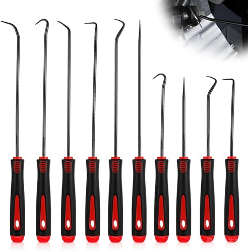 10 Pieces Pick and Hook Set Shaft Seal Tool 24cm/16.5cm Precision Hook Universal Needle Hook Scraper Set for Car Oil Rings O-Ring Seal Disassembly Tool