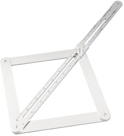 Winkelmesser Schablone Aus Aluminium, Verstellbar, Silber - Präzise Messung, Einhand - Bedienung, Ideal Für Fliesenleger Und Tischler