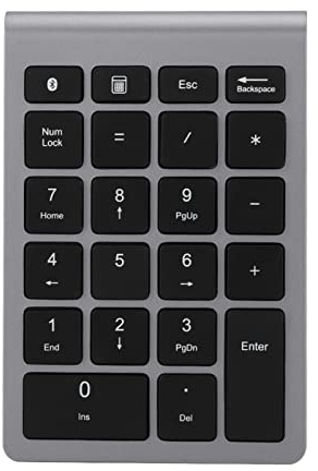 MechKit BT304 Tastierino numerico a 22 tasti Tastiera wireless Mini Bluetooth 5.0 Design ergonomico ultra sottile per sistemi operativi Android Mac Nero Argento Nero Grigio ferro O (Grigio Ferro)