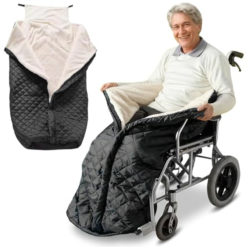 Mantas para silla de ruedas para adultos, manta cálida y resistente al viento, manta de forro polar para adultos, impermeable, para ancianos, con cremallera
