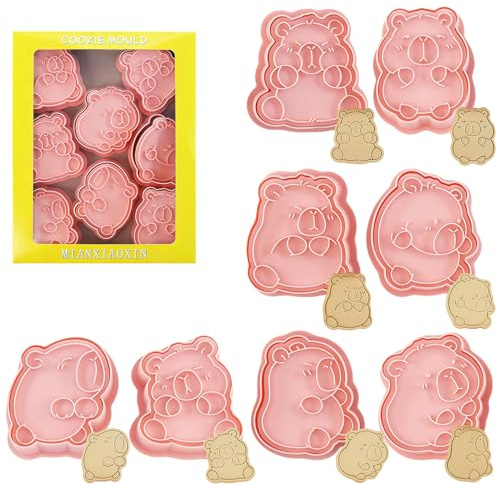 HIVTE 8 Pcs Capybara Cookie Cutters, Animal Pastry Cutter for Baking, Cute Biscuit Shapes for Kids Party Fondant DIY