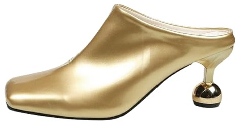 Generico Sandali Donna Tacco Basso Scarpe Comode Estive Sandali con Tacco,Pantofole da Donna,Completamente In Pelle,Pantofole da,Estive,Dentro E Bassi Estivi (Gold,37)