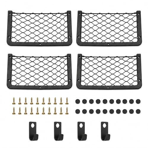 LMSAWK Red Almacenamiento Caravana(36.5 * 18.5cm), 4 Piezas Red Maletero de Coche, Multifuncional Red Maletero, con Tornillos, Tapa y Gancho, para Equipaje, Autocaravanas, Barcos, Hogar