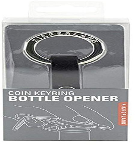 Kikkerland Coin Bottle Opener Keychain, Black