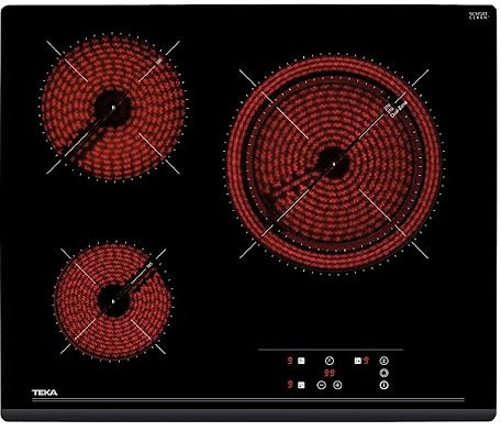 Teka TZ 6317 - Vitrocerámica 3 Fuegos, Tecnología Touch Control, con Cronómetro, Intalación Fast-Click, Vitrocerámica Teka Color Negro