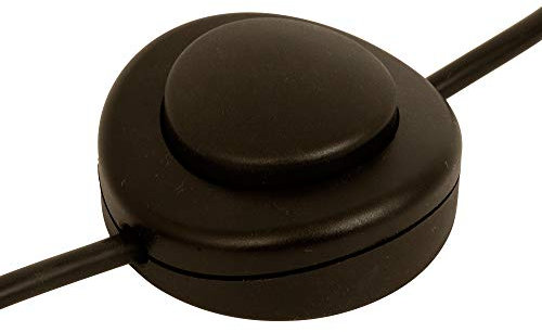 ElekTek Interrupteur à commande au pied à bouton-poussoir en ligne. 2 A. Grand diamètre de 65 mm - à utiliser avec flexible à 2 ou 3 conducteurs - couleurs Noir