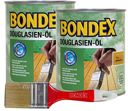 Bondex Douglasien-Öl, 1,5 Liter inkl. Pinsel - Schutz- und Pflegeöl für Aussen, Gartenmöbel und Terrassenöl