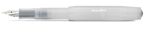 Kaweco FROSTED SPORT Füllhalter Natural Coconut I Premium Füllfederhalter für Tintenpatronen mit hochwertiger Stahlfeder I Füllfederhalter 13 cm I Füller in Weiß I Federbreite: M (Medium)