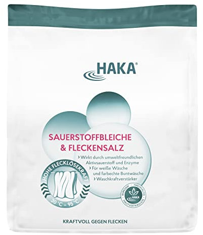 HAKA Fleckensalz & Sauerstoffbleiche, 1,5 kg, Fleckenentferner & Wäsche-Booster, hygienisch frische Wäsche, ohne Chlor, faserschonend, Waschmittelzusatz, vegan