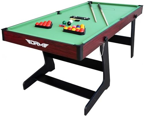 ALPIKA 6FT Folding Snooker Table Foldable Pool Table Set Steady Space Saving Billiards Table Portable Family Leisure Game Table Set with All accessories, Great for gift
