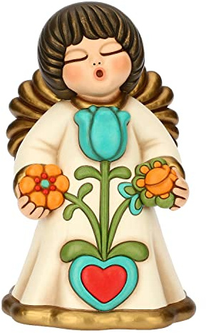 THUN, Angelo in Ceramica Decorata a Mano di Dimensione Grande, Line Thun Heritage, 22x21,4x34 cm h