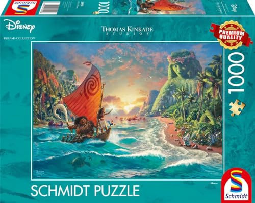 Schmidt Spiele 58030 Thomas Kinkade, Disney, Vaiana, Moana, 1000 Teile Puzzle, Normal, Schwarz, Weiß