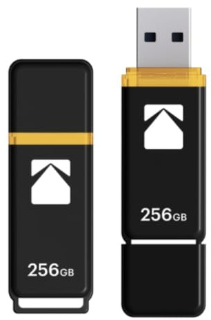 KODAK K100 - Memoria USB 3.1 de 256 GB, Transferencia ultrarrápida, compatibilidad Universal, diseño Compacto y Duradero, Color Negro