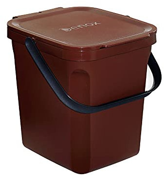 Cubo Orgánico 10L Marrón, Compacto, Seguro y Fácil de Limpiar | Denox