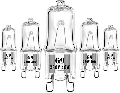 VINBE Halogen Oven Bulb, G9 Socket, 40W 230V for Refrigerators,Ovens Microwaves(5 pcs)