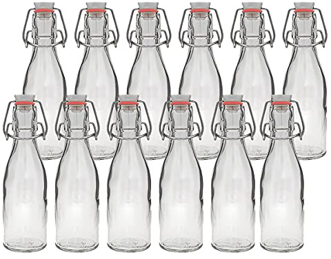 24 x Bügelflaschen Glasflaschen | Füllemge 250ml | mit Bügelverschluss zum Selbstbefüllen Bügelflasche Smoothie Grappa (24 x 250ml)