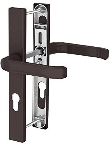 Premium Drückergarnitur Saturn DHS 92mm - Rechteckig - Griff-Griff, Farbe:Braun RAL 8019, Schildbreite:52mm