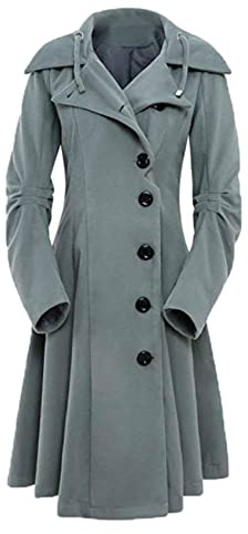 KeYIlowys Damen Wollmantel Mit UnregelmäßIgem Saum Damen Einfarbig Reversknopf Langarm Jacke Top