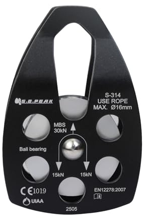 SEPEAK 30kN Large Rescue Pulley Sheave with Swing Plate CE UIAA, Portable Outdoor Climbing Pulley for Backyard Zipline,Fits Rope up to 16 mm/Holds Up to 6750lbs