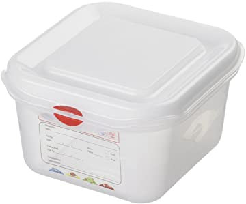 Gastronorm 1/6 - Contenitore alimentare con coperchio denso, 1,7 litri, trasparente