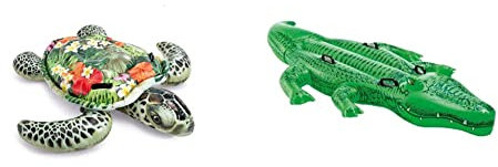 INTEX Aufblasbare Schildkröte, Mehrfarbig & Giant Gator Ride-On - Aufblasbarer Reittier - 203 x 114 cm