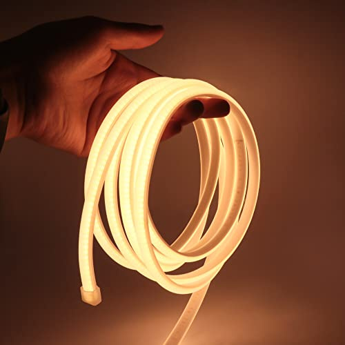 XUNATA COB Neon LED Streifen, 230V 288leds/m Superhell Hohe Dichte, Diffusion Flex LED Schlauch für Heim DIY Festival Dekoration (Warmweiß, 4M)