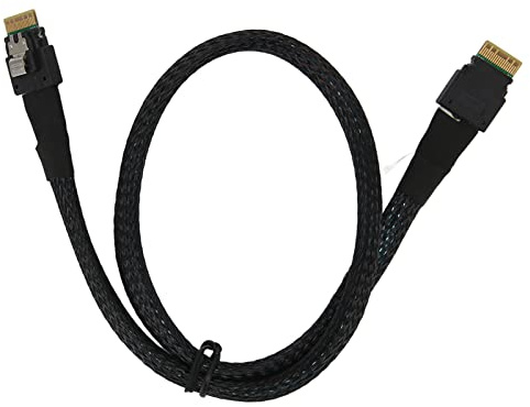 Lazmin112 Câble SAS, Câble Micro SATA à Vitesse de Transmission de Données de 12 Gbps, Câble de Données Mince à Contacteur plaqué Or, pour Châssis de Bureau HDD (1m / 3.3ft)