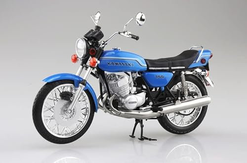 FloZ Per AOSHIMA per Kawasaki 750SS per MACH IV Moto Blu 1/12 Camion Modello Pre-Costruito