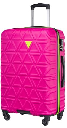 PUCCINI Koffer California Hartschalenkoffer Trolley Leicht Reisekoffer mit 4 Rollen M-L-XL (Rosa, L)
