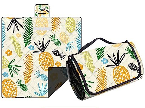 Hayisugal Picknickdecke Sandfrei Stranddecke Wasserdicht Campingdecke Waschbar Strandunterlage Tragbare Picknickdecke Soft für Strand,Picknick,Wandern,Reisen, Ananas, 200 x 200 cm