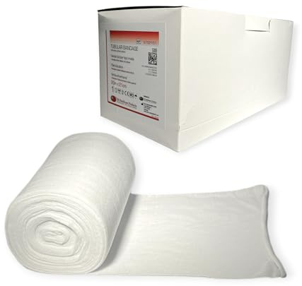 DE Healthcare Products - Elastischer Schlauchverband, Trikotschlauchverband aus 100% Baumwolle, 20 m x 21 cm, für Desault-, Rumpf- & Übergroße, nahtlos gewirkt, Schlauchbinde Größe 7
