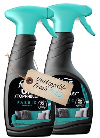 Fabric Freshener Room Spray Bundle - Pack of 2 x 500ml Unstoppable Fresh Scent Water-Based Formula Fabric Spray, Carpet Freshener, Odour Eliminator with Card. Room Freshener for Home Bulk Buy