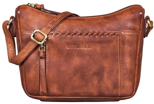 STILORD Nia Damen Umhängetasche Klein Leder Handtasche Frauen zum Umhängen Vintage Kleine Geflochtene Lederhandtasche Lady Elegant Abendtasche Hand Tasche Echtleder Farbe:Brandy - Cognac