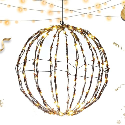 Sfere luminose pieghevoli 3D - Palle di Natale illuminate per esterni - Luci da percorso da giardino Luci natalizie in metallo globo multicolore per giardino albero patio cortile portico Weiting