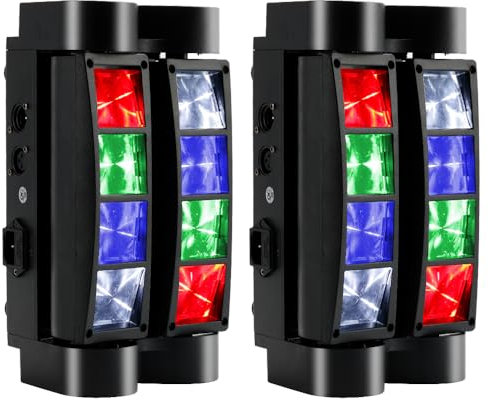 Areyourshop Moving Head Disco Lights,8 x 10 W RGBW LED Stage DJ Light(2PC),DJ Lighting for Stage Performances,KTV, Weddings&Events,Magic Beam Light Effects Support Sound Activated & DMX512