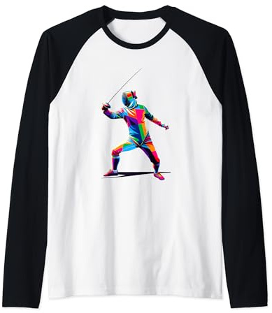Escrimeur D'épée De Sport D'escrime Pop Art Coloré Manche Raglan