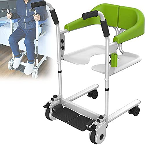 Chaise mobile pour patient, chaise de bain pour personnes âgées handicapées, transfert facile aux toilettes et à la salle de bain, avec coussin amovible et chaise percée, fauteuil roulant multifo