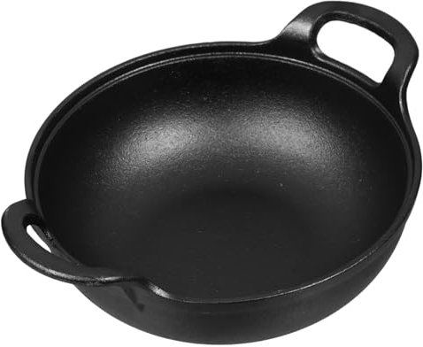 PAMINGONO Casserole en Fonte 20 Cm, Poêle Épaisse Antiadhésive en Fer, Cuisson Homogène, Résistante la Chaleur, Cuisine Maison, Préparation de Soupes et Mijotés, Ustensile Multifonction