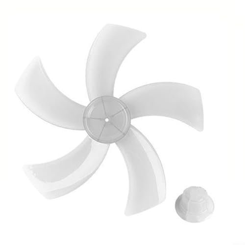 HEIBTENY 12/16 Zoll Lüfterflügel 5 Blätter Kunststoff Blätter Ventilator Ersatzteile Haushalt Standventilatoren Tischventilator Ersatz Zubehör, Weiß, Schwarz (16inch White)