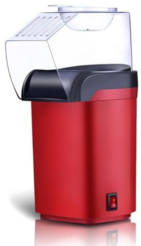 HSWOYEA Máquina portátil para Hacer Palomitas de maíz, sin Necesidad de Aceite, 1200 W, para familias, Fiestas, con Tazas medidoras, Color Rojo