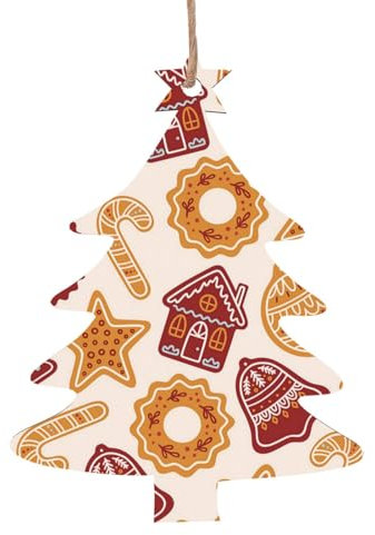 Weihnachtsschmuck aus Holz für Baumschmuck, Lebkuchen, Sterne, Glocken, hängende Weihnachtsbaumschmuck, Kugel, Heimdekoration (Weihnachtsbaumform)