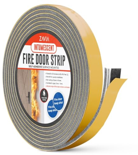 Bande adhésive anti-inflammation pour portes coupe-feu, avec brosse, 5,2 m de long, approuvée FD30 (gris)