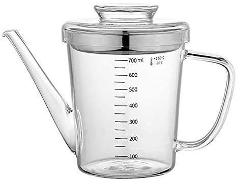 ZGFHLI Fetttrennkanne, Fettabscheider Fettabschöpfer Reinigungsbürste Kanne Füllvolumen Kunststoff Transparent Trennkanne Für Bratensaft Griff Fettkanne,1