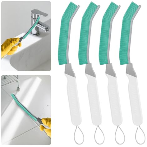 TQRR 4 Pezzi Spazzola Per la Pulizia Delle Fessure - Spazzola Fughe Piastrelle, Multifunzionale Spazzola per Pulire Doccia Casa, Cucine, Bagno, Finestra, Wc (4, Menta)