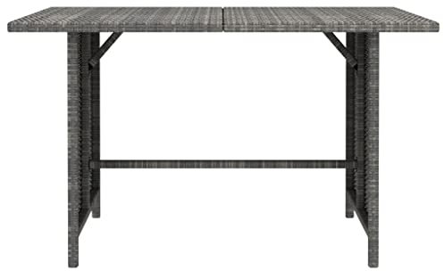 Eleganz Garten-Esstisch Grau 110x70x65 cm aus PE-Rattan und Stahl - Langlebiges Gartensitzmöbel für Terrasse und Garten - Perfekt für Familien und Outdoor-Partys