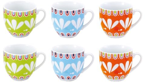 Borella Casalinghi Set 6 Tazze Tazzine da Caffè in Ceramica senza Piattini Anita
