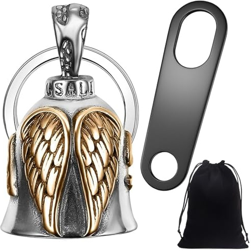 BaiDekun 3er Set Biker Bell, Guardian Bell Motorrad Glocke, Motorrad Glocke Glücksbringer mit schwarzem Säckchen und Halterung, für Motorradfahrer als Geschenk oder Reisebegleiter