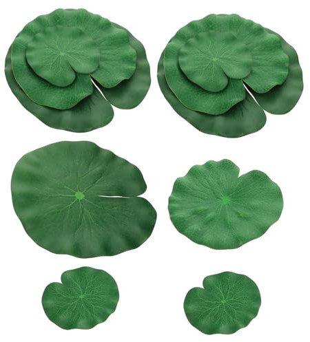 KONTONTY Feuilles Artificielles De Nénuphar Flottantes Réalistes pour Aquarium Et Bassin De Jardin, Lot de 10 Pièces, Décoration Aquatique Extérieure Résistante Aux Intempéries pour Étang Et Fontaine