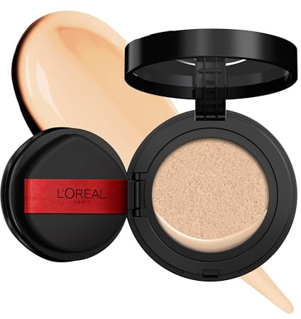 L'Oréal Paris, Infaillible Fresh Wear Cushion Foundation, 24H Halt mit atmungsaktiver flüssiger Formel, schwerelose Deckkraft, natürliches Finish, inklusive Applikator und Spiegel, Farbe N100, 11g